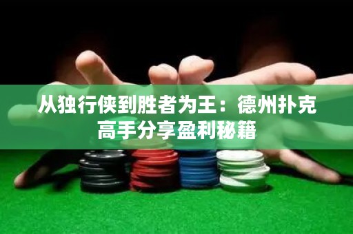 从独行侠到胜者为王：德州扑克高手分享盈利秘籍
