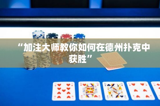 “加注大师教你如何在德州扑克中获胜”