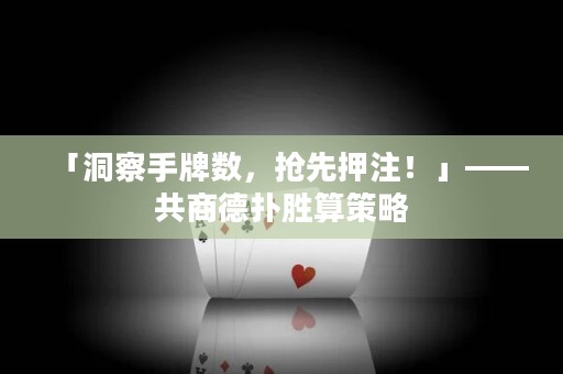 「洞察手牌数，抢先押注！」——共商德扑胜算策略