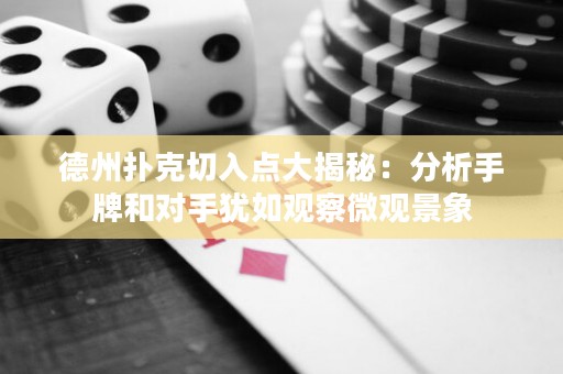 德州扑克切入点大揭秘：分析手牌和对手犹如观察微观景象