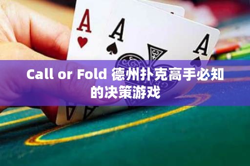 Call or Fold 德州扑克高手必知的决策游戏
